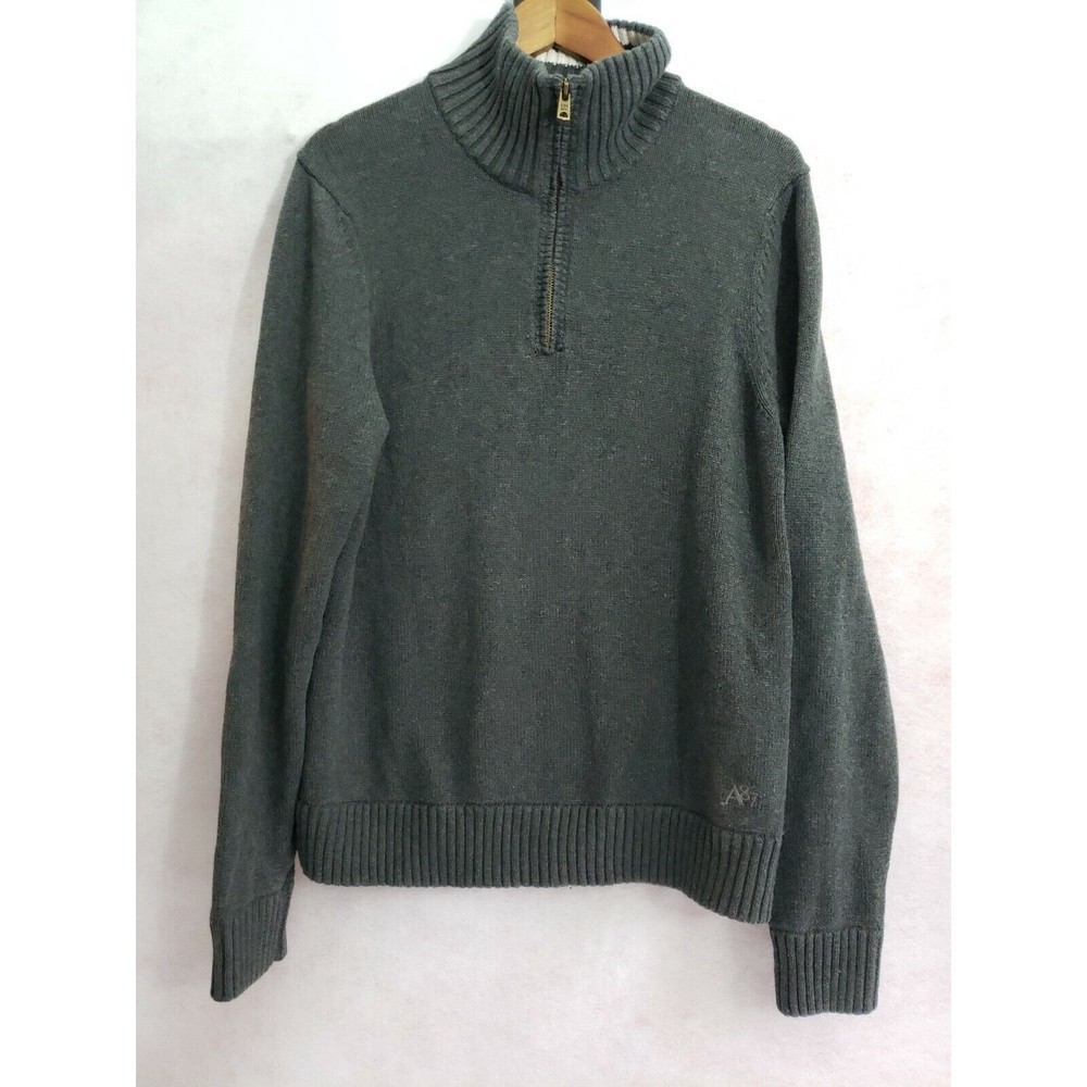 Aeropostale mens sweater M quarter zip dark gray long sleeve